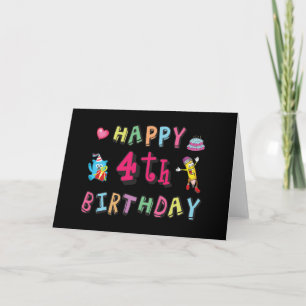 Cartão Feliz aniversário de 4 anos. 4 anos de aniversário
