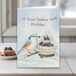 Cartão Feliz aniversário de 50 anos de idade no mês de Ja