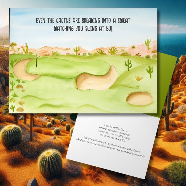 Cartão Feliz Aniversário de 50 anos Desert Golf Course Wa (Criador carregado)