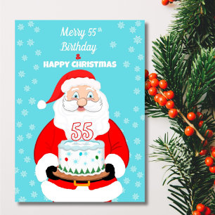 Cartão Feliz Aniversário de 55 anos Natal Papai Noel 
