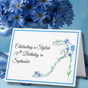 Cartão Feliz aniversário de 70 anos de setembro, flores d