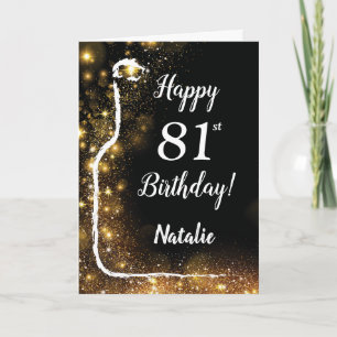 Cartão Feliz aniversário de 811 ruas, preto e Dourado vin