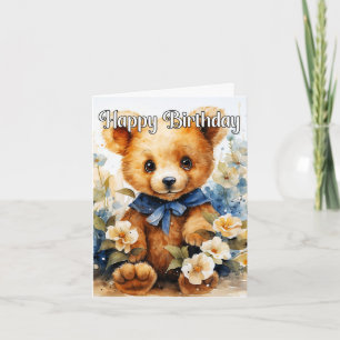 Cartão Feliz Aniversário de Animais Enchidos