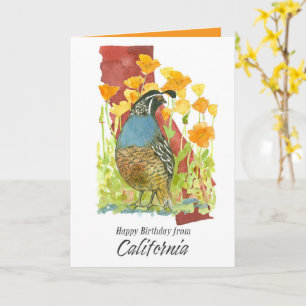 Cartão Feliz Aniversário de California Quail Poppy Flower