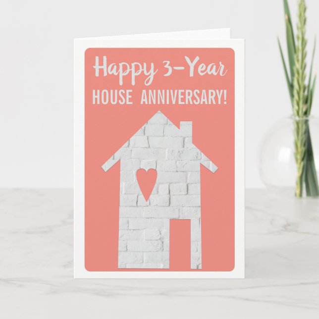 Cartão Feliz Aniversário de Casa 3 Anos (Frente)