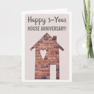 Cartão Feliz Aniversário de Casa 3 Anos