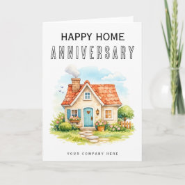 Cartão Feliz Aniversário de Casa Colorido Aquarela