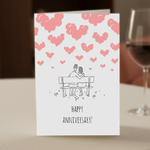 Cartão Feliz Aniversário de Casamento Casal Casado Coraçõ