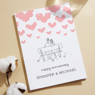 Cartão Feliz Aniversário de Casamento Casal Casado Coraçõ