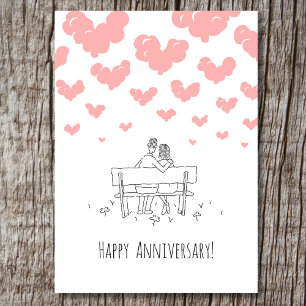 Cartão Feliz Aniversário de Casamento Casal Casado Coraçõ