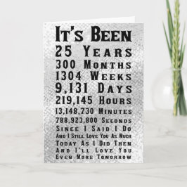 Cartão Feliz aniversário de casamento do 25 Silver