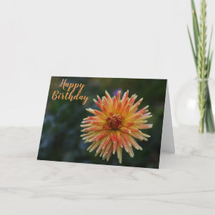 Cartão Feliz aniversário de Dahlia Amarela e laranja