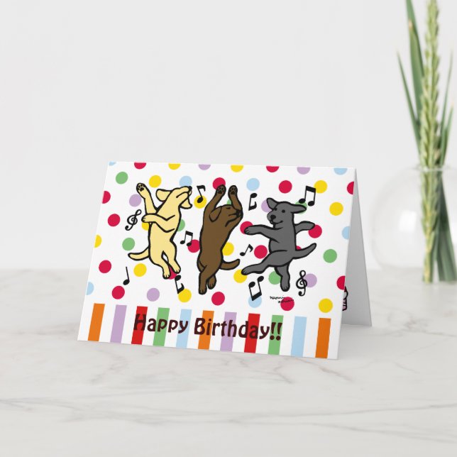 Cartão Feliz aniversario de dança feliz do trio de (Frente)