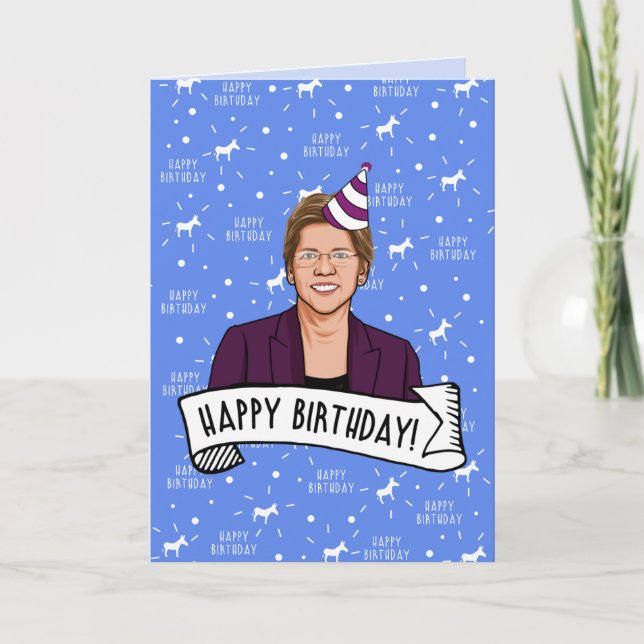 Cartão Feliz Aniversário de Elizabeth Warren (Frente)