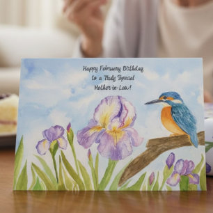 Cartão Feliz aniversário de fevereiro para a sogra Rei-pe