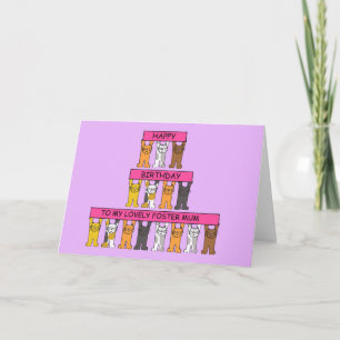 Cartão Feliz Aniversário de Gatos de Cartografia de Mãe F