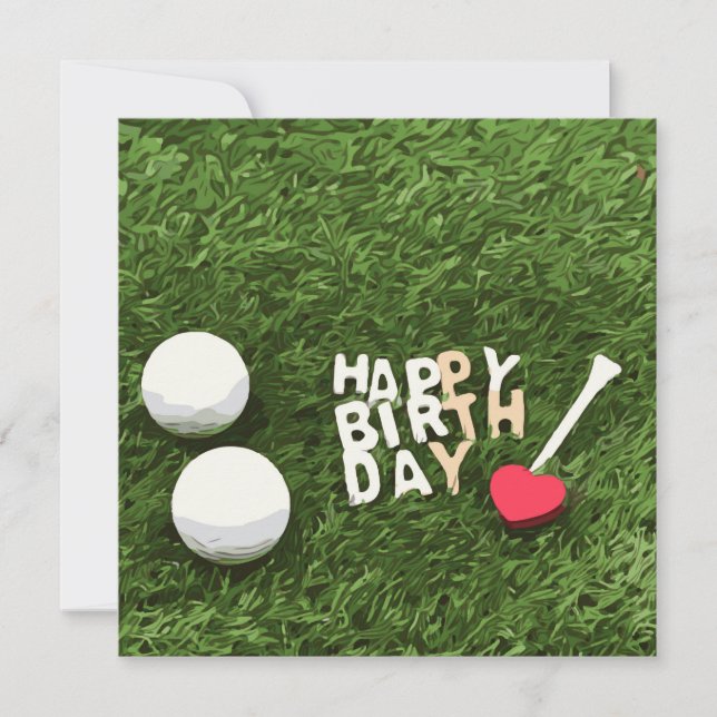 Cartão Feliz aniversário de golfe com bola de golfe e amo (Frente)