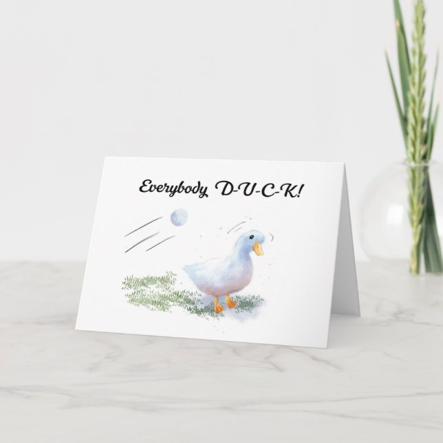 Cartão Feliz aniversário de Golfe com Pato (Frente)