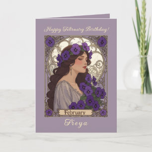 Cartão Feliz aniversário de janeiro em estilo Art Nouveau
