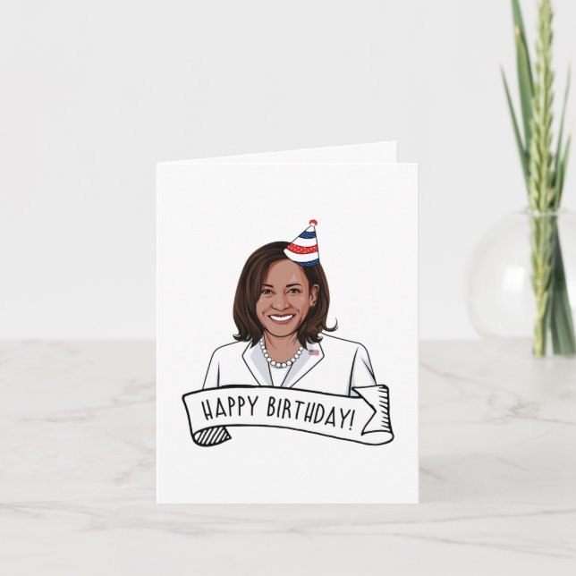 Cartão Feliz Aniversário de Kamala Harris (Frente)