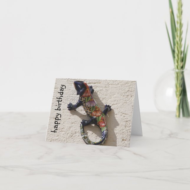 Cartão feliz aniversário de lagartos (Frente)