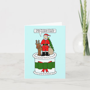Cartão Feliz aniversário de Natal para o Marido
