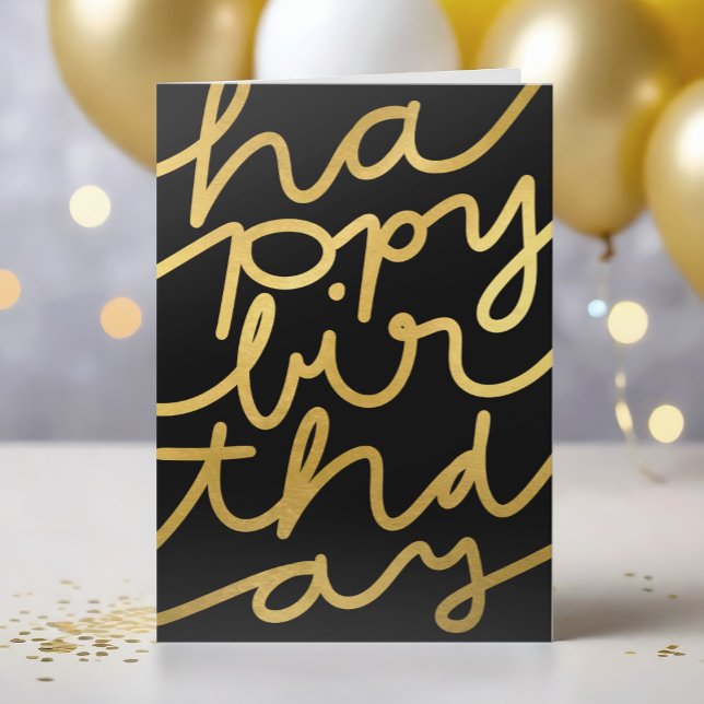 Cartão Feliz aniversário de negócios Dourado do na moda B (Criador carregado)
