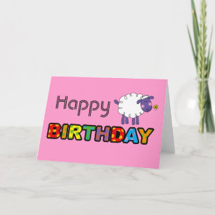 Cartão Feliz aniversário de ovelhas bonitas