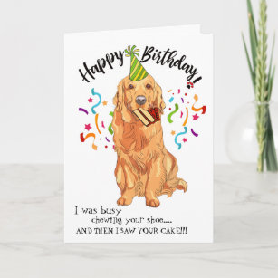 Cartão Feliz aniversario de seu cão do golden retriever
