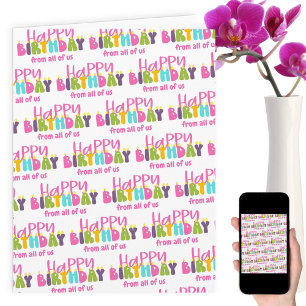 Cartão Feliz Aniversário de Todos Nós Velas Coloridas