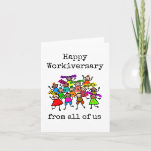 Cartão Feliz Aniversário de Trabalho, De Todos Nós