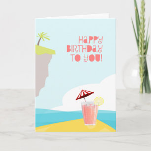 Cartão Feliz aniversário de uma praia tropical
