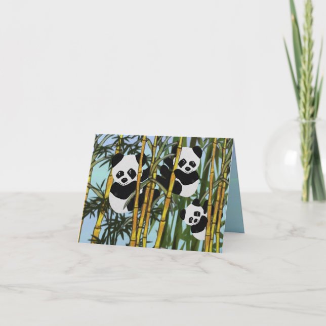 Cartão Feliz aniversario de urso de panda (Frente)