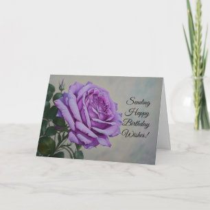 Cartão Feliz Aniversário Deseja Uma Placa De Flor Rosa