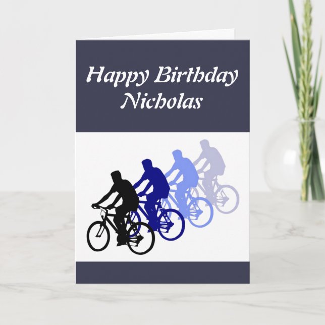 Cartão Feliz Aniversário - Design de Biking Name Personal (Frente)