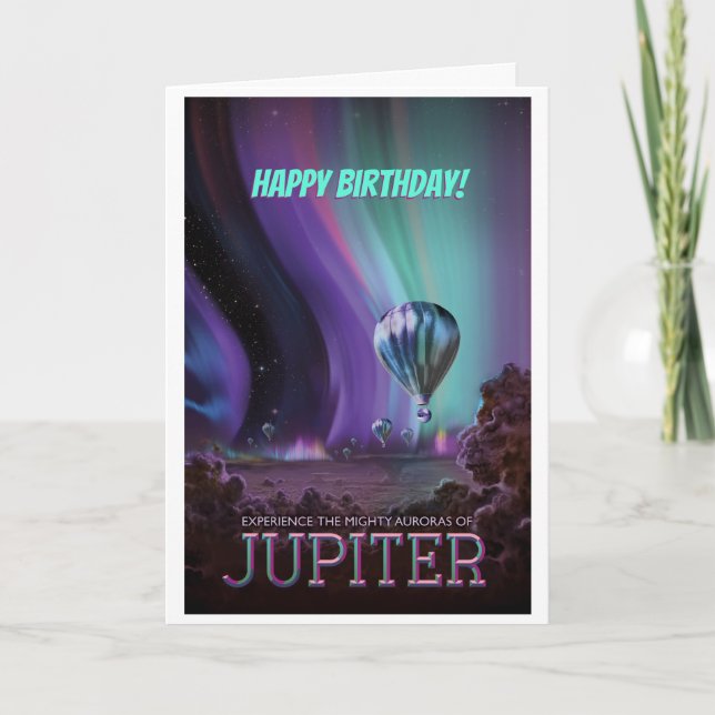Cartão  Feliz aniversário! Destino espacial de Jovian Aur (Frente)