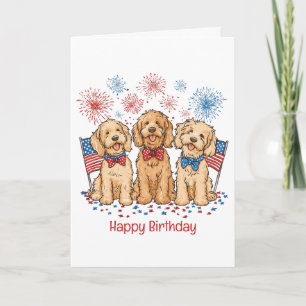 Cartão Feliz Aniversário, Dia 4 De Julho Cachorros De Gol