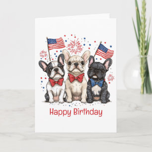 Cartão Feliz Aniversário, Dia 4 De Julho, Cachorros Franc