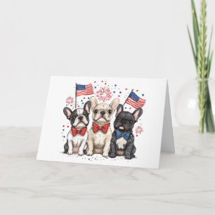 Cartão Feliz Aniversário, Dia 4 De Julho, Cachorros Franc