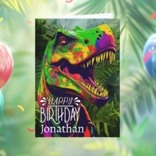 Cartão Feliz Aniversário Dinossaur Jungle Roar Card