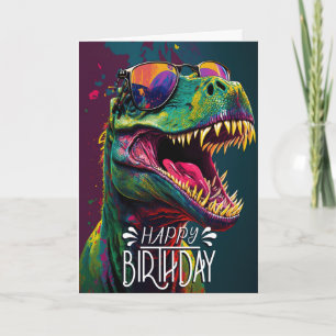 Cartão Feliz aniversário Dinossauro Legal Jurássico