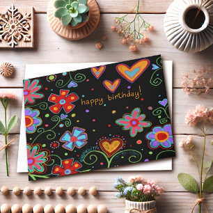 Cartão Feliz Aniversário Divertido e Colorido "Inspirivid