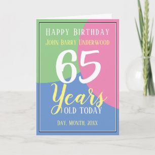 Cartão Feliz aniversário do 65º aniversário