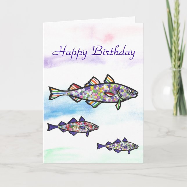 Cartão Feliz aniversário do Bacalhau (Frente)