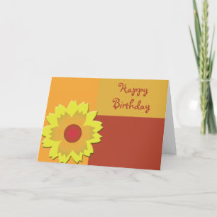 Cartão Feliz Aniversário do Bloco de Cores de Girassol