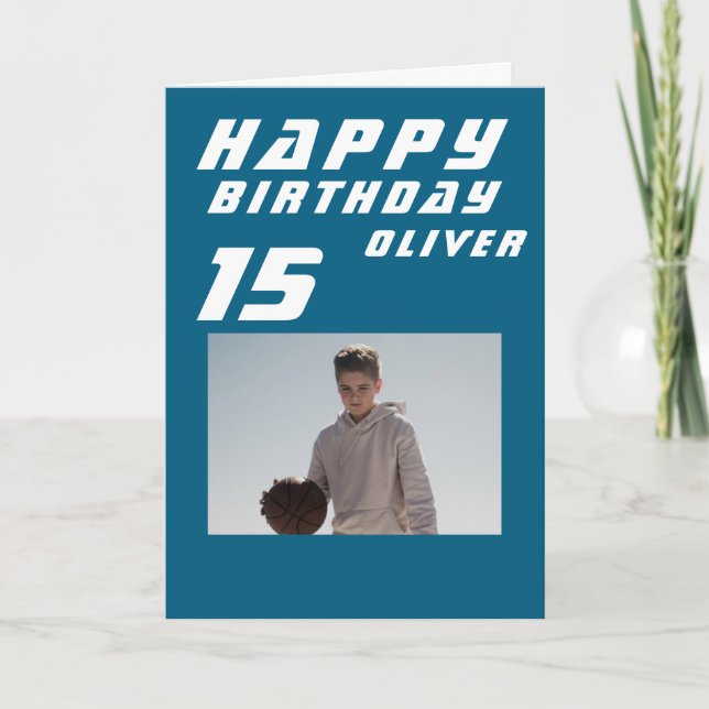 Cartão Feliz Aniversário do Blue Basball Boy (Frente)