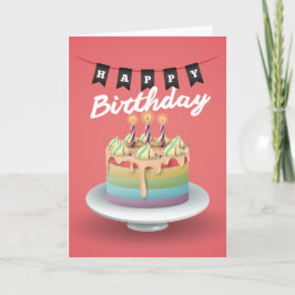 Cartão Feliz aniversário do bolo 3D bunda negra