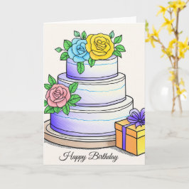 Cartão Feliz aniversário do Bolo Branco