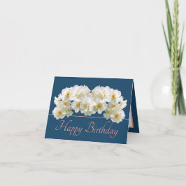 Cartão Feliz Aniversário do Buquê Daffodilo Branco Azul C