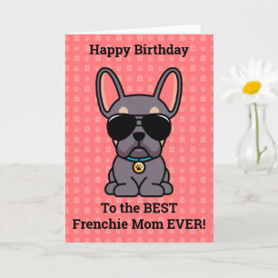 Cartão Feliz Aniversário do Cão Lilac Tan Buldogue Francê